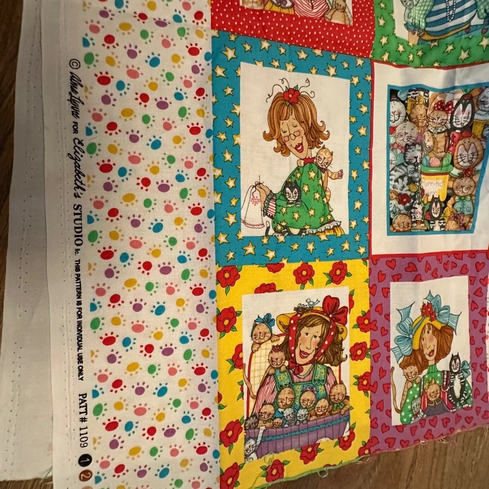 Elizabeth's Studio Cat Lady Alma Lynn Cotton Fabric Panel 23x44 Quilting Sewing - Picture 13 of 15
